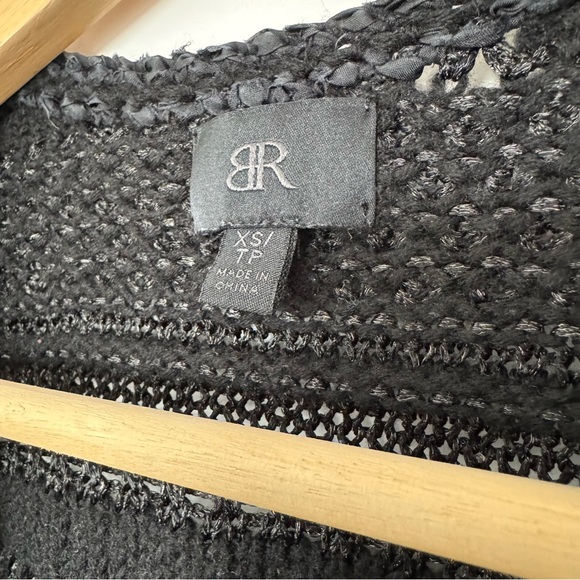 Banana Republic Black Open-Knit Shortsleeved Sweater Cardigan, wool silk, XS - Picture 4 of 10